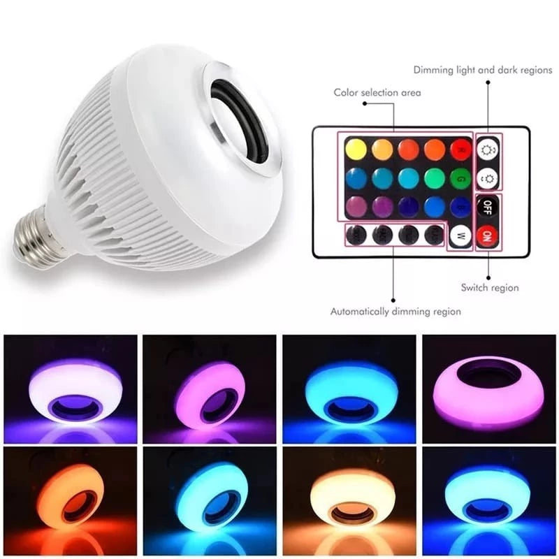 Lampada Bluetooth De Led Caixa De Som C Controle 12w Rgb